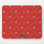Hübsches Mohnmuster mit Monogramm Mousepad (Vorne)