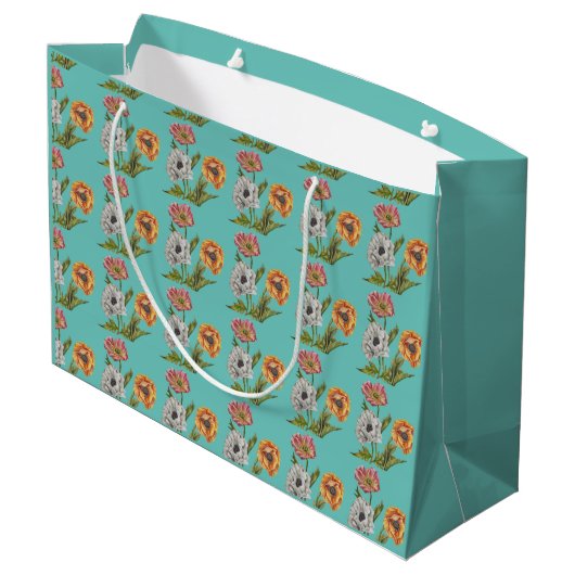 Hübsches Mohnwackelpapier Große Geschenktasche Geschenktüte (Rückseite Schrägansicht)