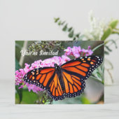 Hübsches Monarch Butterfly Foto Geburtstag Einladung (Stehend Vorderseite)