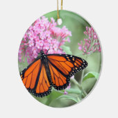 Hübsches Monarch Butterfly Rosa Foto Keramik Ornament (Links)