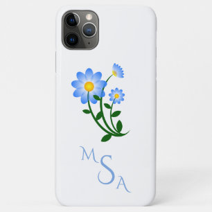 Hübsches Monogram Blue Floral Girly Stilvoll Case-Mate iPhone Hülle