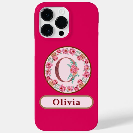 Hübsches Monogram O Floral Case-Mate iPhone Case (Rückseite)