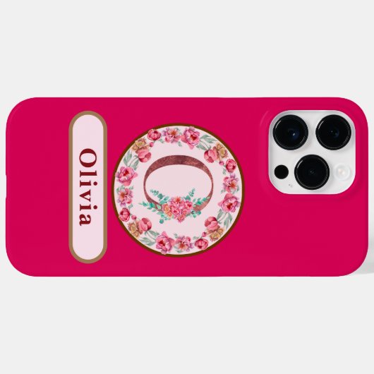 Hübsches Monogram O Floral Case-Mate iPhone Case (Rückseite (Horizontal))