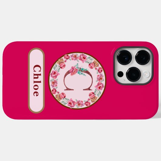 Hübsches Monogramm C Floral Case-Mate iPhone Hülle (Rückseite (Horizontal))