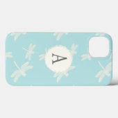 Hübsches Monogramm-Dragonflies-Muster Case-Mate iPhone Hülle (Rückseite (Horizontal))
