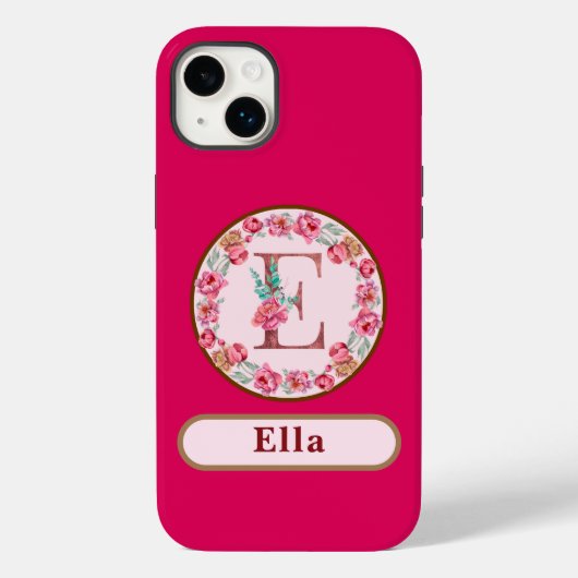 Hübsches Monogramm E Floral Case-Mate iPhone Hülle (Rückseite)