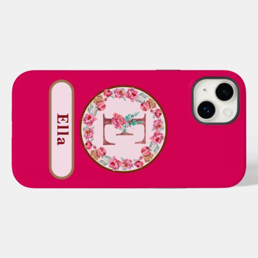 Hübsches Monogramm E Floral Case-Mate iPhone Hülle (Rückseite (Horizontal))