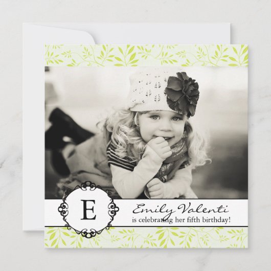 Hübsches Monogramm Foto Geburtstagspartei Einladun Einladung (Vorderseite)