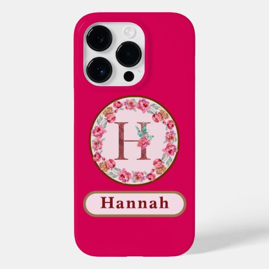 Hübsches Monogramm H Floral Case-Mate iPhone Hülle (Rückseite)