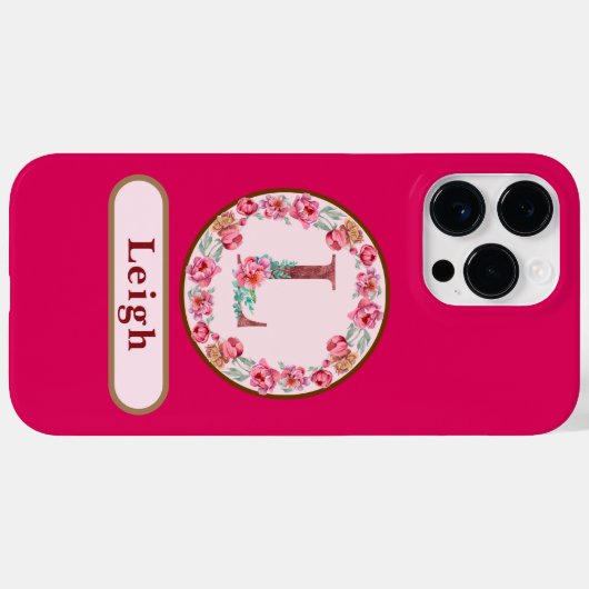 Hübsches Monogramm L Floral Case-Mate iPhone Hülle (Rückseite (Horizontal))