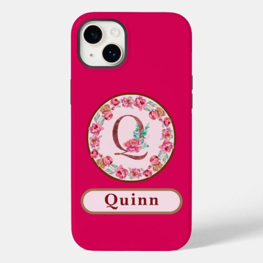 Hübsches Monogramm Q Floral Case-Mate iPhone Hülle (Rückseite)