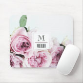 Hübsches Monogramm Rosa stieg zunächst an der Gren Mousepad (Mit Mouse)