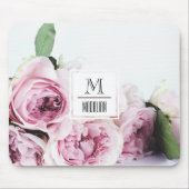 Hübsches Monogramm Rosa stieg zunächst an der Gren Mousepad (Vorne)