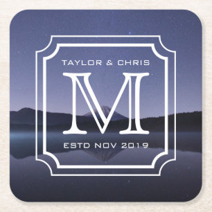 Hübsches Monogramm-schönes LandschaftsFoto einfach Rechteckiger Pappuntersetzer