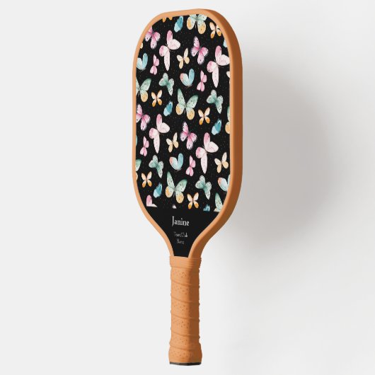 Hübsches Monogramm Team/Clubname Farbenfrost Pickleball Schläger (Links)