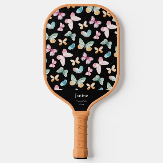 Hübsches Monogramm Team/Clubname Farbenfrost Pickleball Schläger (Rückseite)