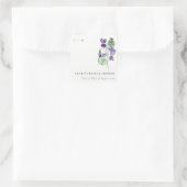Hübsches Monogramm Violett Blumenkohl-Brautparty Quadratischer Aufkleber (Tasche)