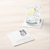 Hübsches Monogramm Violett Blumenkohl-Brautparty Rechteckiger Pappuntersetzer (Vor Ort)