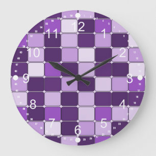 Hübsches Mosaikflippmuster Lila Lilac Lavender Große Wanduhr