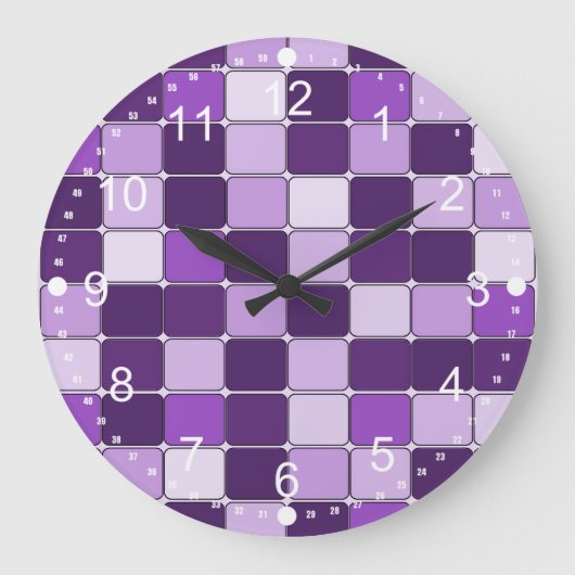 Hübsches Mosaikflippmuster Lila Lilac Lavender Große Wanduhr (Vorderseite)