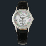 Hübsches Motivierend Zitat Armbanduhr<br><div class="desc">Hübsche und feminine Uhr mit Blumenkranz in Aquarellfarbe,  die motivierend Zitat "lass nicht später nie" formuliert</div>