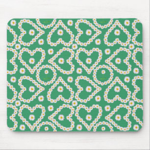 Hübsches Mousepad: Daisy Chains on Green Mousepad