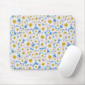 Hübsches Mousepad: Ditzy White Daisies on Blue Mousepad (Mit Mouse)
