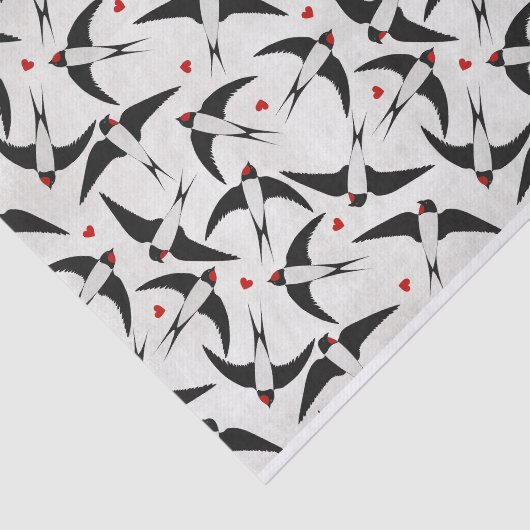 Hübsches Muster aus geschwungenen Vögeln Seidenpapier (Ausschnitt)