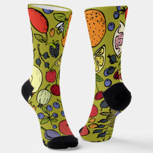 Hübsches Muster der Früchte: Niedliches Olivengrün Socken