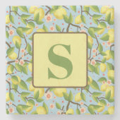 Hübsches Muster des Lemon-Blumenmusters Steinuntersetzer (Vorderseite)