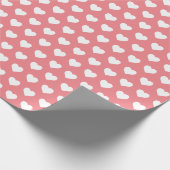 Hübsches Muster des weißen Herzens Hübsch rosa Geschenkpapier (Ecke)