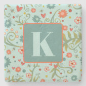 Hübsches Muster für Blumenherz Steinuntersetzer (Vorderseite)