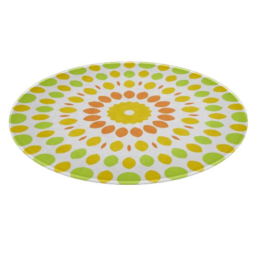 Hübsches Muster in Kalkgrün, Zitronengelb, Orange Schneidebrett (Ecke)