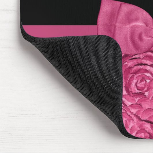 Hübsches Muster mit rosa und schwarzer Rose Mousepad (Ecke)