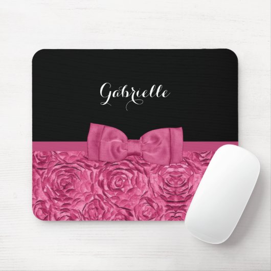 Hübsches Muster mit rosa und schwarzer Rose Mousepad (Mit Mouse)