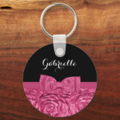 Hübsches Muster mit rosa und schwarzer Rose Schlüsselanhänger (Vorderseite)