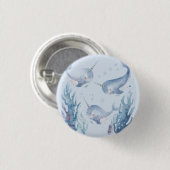 Hübsches Narwal-Fisch-Muster Aquarell unter dem Me Button (Vorne & Hinten)
