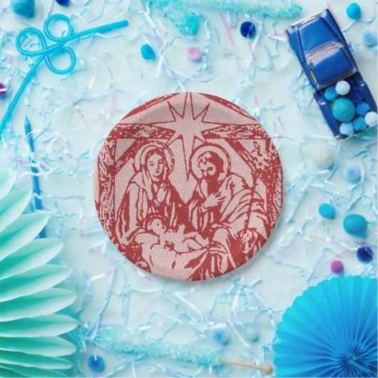 hübsches Nativityrot Pappteller (Party)