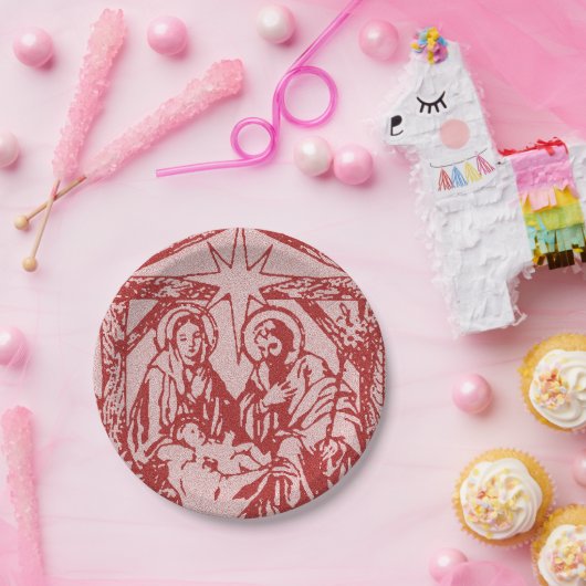 hübsches Nativityrot Pappteller (Party)