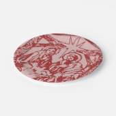 hübsches Nativityrot Pappteller (Schrägansicht)