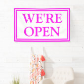 Hübsches Neon Pink White Business Wir sind offen Banner (Insitu)