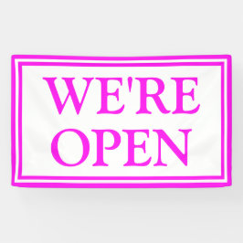 Hübsches Neon Pink White Business Wir sind offen Banner