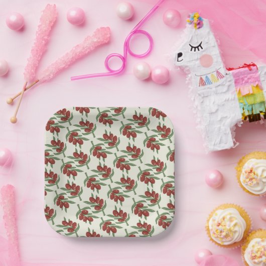 Hübsches Olive-Musterpapier Pappteller (Party)