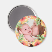 Hübsches Orange Floral Custom Foto Magnet (Vorderseite/Rückseite)