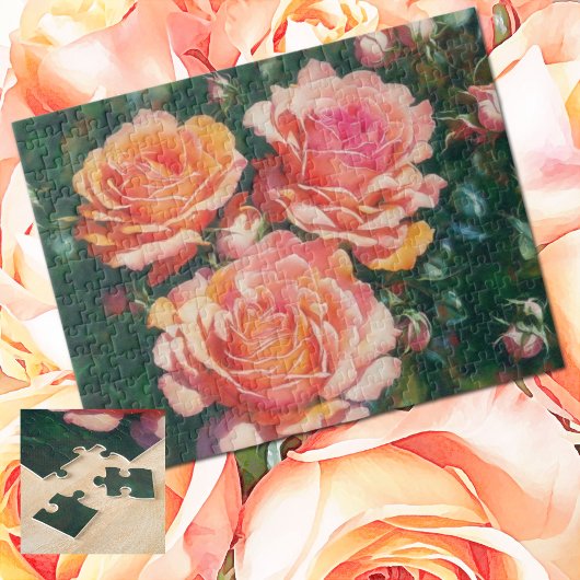 Hübsches Orange Peach Rose Garden Puzzle