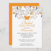 Hübsches Orange-Schmetterling-Brautparty Einladung (Vorne/Hinten)