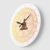 Hübsches Orange/White Oriental Yoga Design Große Wanduhr (Winkel)
