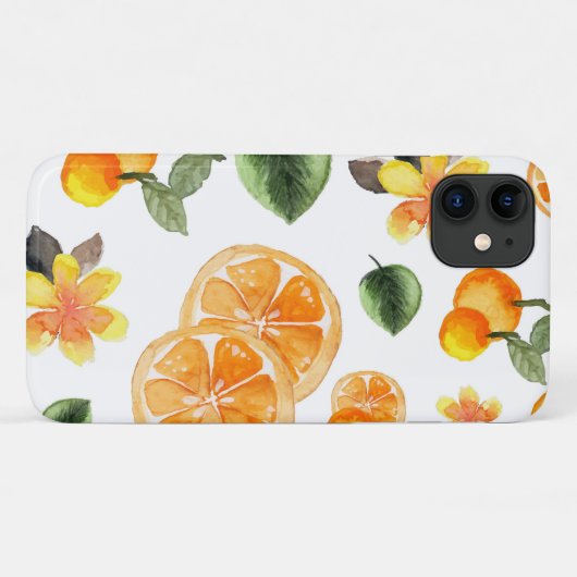 Hübsches Orangenzitrus Botanisches Muster Case-Mate iPhone Hülle (Rückseite (Horizontal))