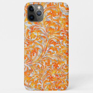 Hübsches oranges Wirbel-Blumenmuster Case-Mate iPhone Hülle