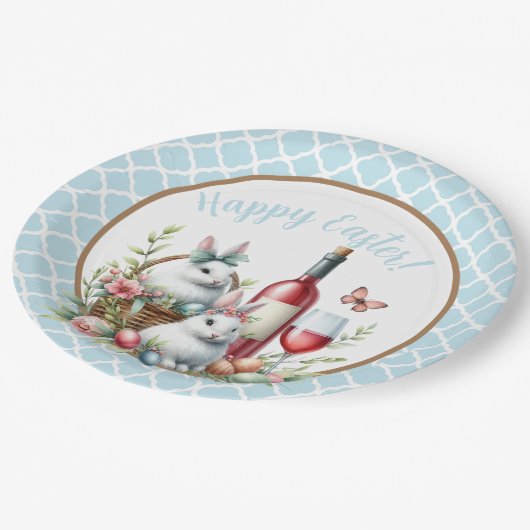 Hübsches Osterbrot und Weinkreidepapier Pappteller (Schrägansicht)